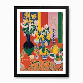 Vase Of Lemons Matisse Style Art Print