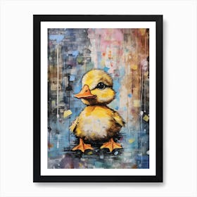 Cute Mixed Media Duckling Art Print