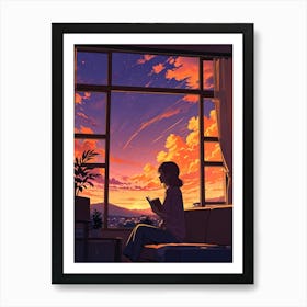 Anime Girl Reading A Book 7 Art Print