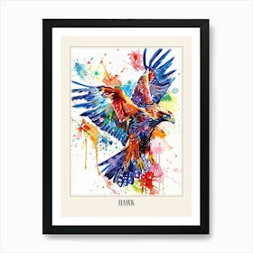 Hawk Colourful Watercolour 3 Poster Art Print