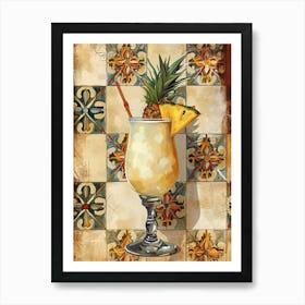 Abstract Pina Colada Vintage Illustration 3 Art Print