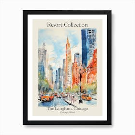 Poster Of The Langham, Chicago   Chicago, Illinois  Resort Collection Storybook Illustration 3 Art Print