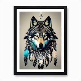 Dreamcatcher Wolf 10 Art Print