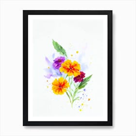 Marigold Watercolour Flower Art Print