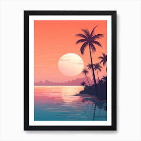 Illustration Of Half Moon Caye Belize In Pink Tones 1 Art Print