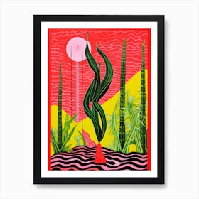 Pink And Red Plant Illustration Snake Plant 4 Art Print