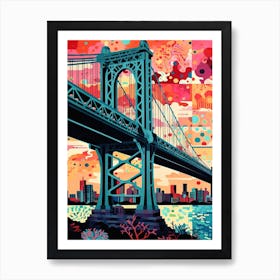 George Washington Bridge New Jersey Colourful 4 Art Print
