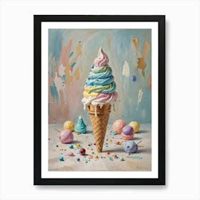 Pastel Ice Cream Cone Art Print