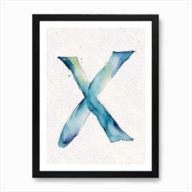 X  Letter, Alphabet Minimalist Watercolour 9 Art Print