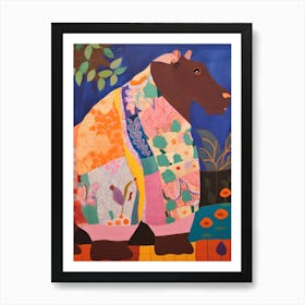 Maximalist Animal Painting Hippopotamus 1 Art Print