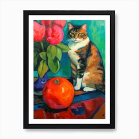 Amaryllis With A Cat 3 Fauvist Style Painting Art Print