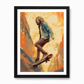 Skateboarding In Malmö, Sweden Drawing 3 Art Print