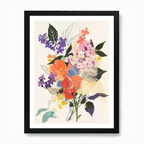 Lilac 3 Collage Flower Bouquet Art Print