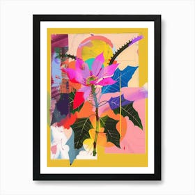 Poinsettia 1 Neon Flower Collage Art Print