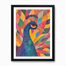 Rainbow Peacock Crayon Pattern 2 Art Print