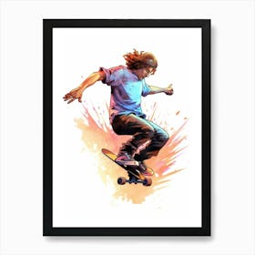 Skateboarding In San Diego, United States Gradient Illustration 1 Art Print