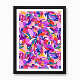 Abstract Flowers - Pink Multi Art Print