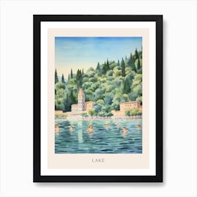 Swimming In Lake Como Italy 3 Watercolour Poster Art Print