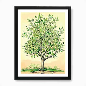 Boxwood Tree Storybook Illustration 1 Art Print