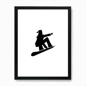 Silhouette Of A Snowboarder print art Art Print