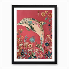 Floral Animal Painting Dolphin 2 Art Print