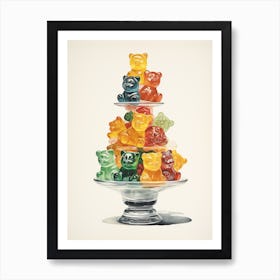 Retro Gummy Bears Art Print