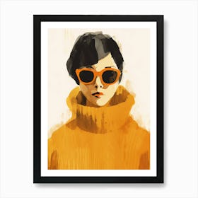 Portrait Of A Woman Wearing Sunglasses Art Print