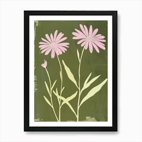 Pink & Green Asters 5 Art Print