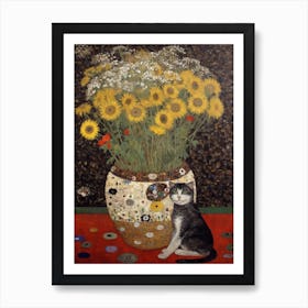 Queen With A Cat 3 Art Nouveau Klimt Style Art Print