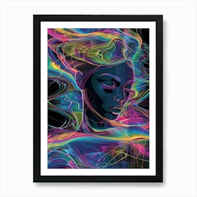 Portrait of a woman, trippy, "Energy Erupts" Art Print