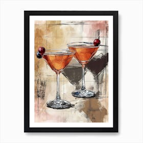 Whiskey Sour Watercolour Inspired Illustration Art Print