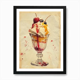 Retro Kitsch Ice Cream Sundae 4 Art Print