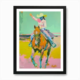 Blue And Yellow Cowboy Painting 3 Art Print