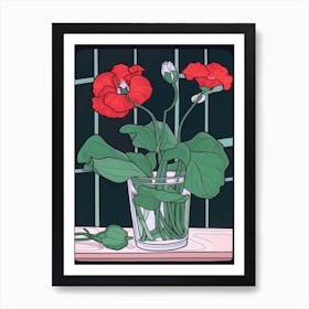 Drawing Of A Still Life Of Sweet Pea With A Cat 1 Art Print