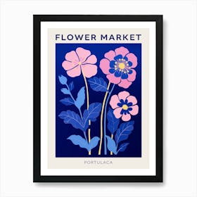 Blue Flower Market Poster Portulaca 2 Art Print