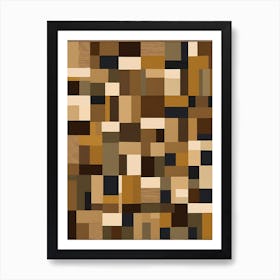 Patchwork Quilting Inspired Folk Art with Earth Tones, 1396 Art Print