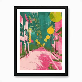 Nagasaki Japan Retro Duotone Silkscreen 1 Art Print