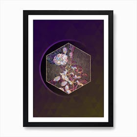 Abstract Gold Sparkling Rose Mosaic Botanical Illustration n.0106 Art Print