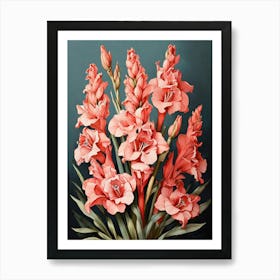 Gladioli Flower Illustration Art Print 3 Art Print