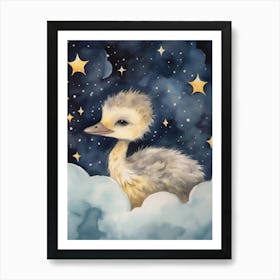 Baby Ostrich 1 Sleeping In The Clouds Art Print
