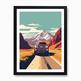 A Gmc Sierra In The Route Des Grandes Alpes Illustration 3 Art Print