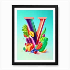 V  For Vegetables, Letter, Alphabet Pop Art Matisse 1 Art Print