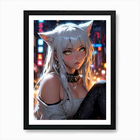 Anime Girl With Cat Ears 2 Art Print