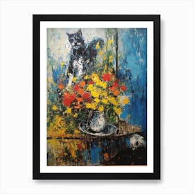 Delphinium With A Cat 1 Abstract Expressionism  Art Print