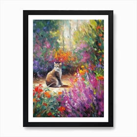 Painting Of A Cat In Royal Botanic Garden, Melbourne In The Style Of Impressionism 04 Art Print