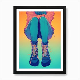 Girl With Boots Art Print