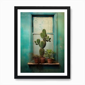 Bunny Ear Cactus On A Window  2 Art Print