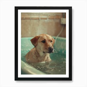 Dog In A Bath Art Print