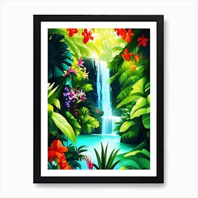 Waterfall In The Jungle 4 Art Print