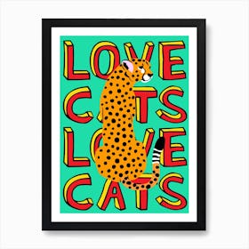 Love Cats Leopard Mint Art Print